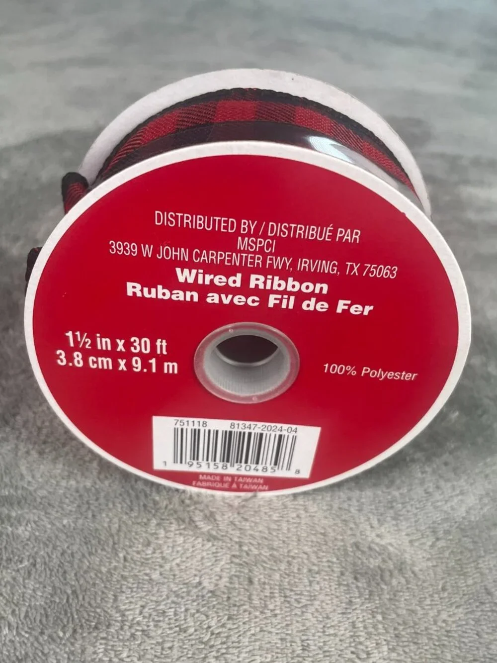 Celebrate It Red Black Buffalo Check Wired Ribbon 1.5in x 30ft Christmas NWT